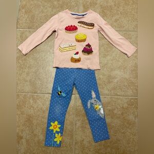 Mini Boden Blush Pink Top with Denim Blue Accents